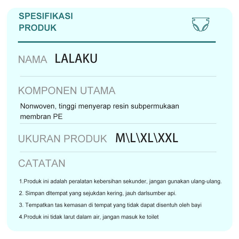 LALAKU H² Popok Bayi Ukuran L (9-14 kg) 30pcs
