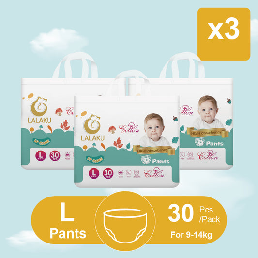 [3Pack] H² Popok Bayi Ultra Tipis Serap Cepat Tidak Bocor (9-14kg) Ukuran L30