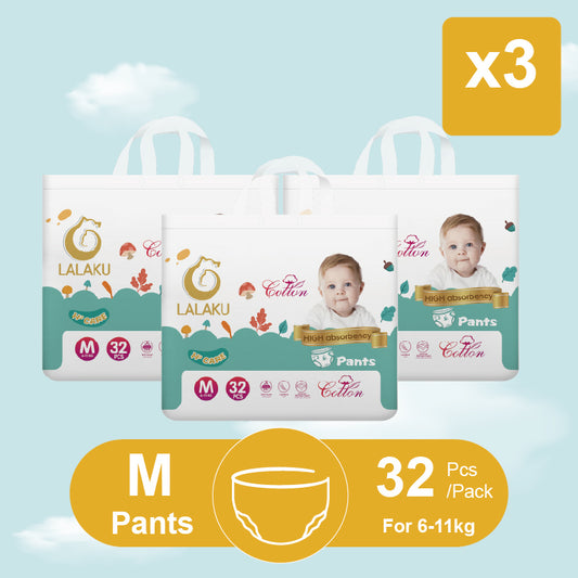 [3Pack] H² Popok Bayi Ultra Tipis Serap Cepat Tidak Bocor (6-11kg) Ukuran M32